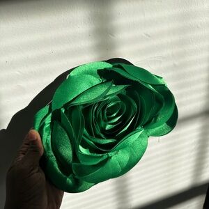 Green Satin Rose Clutch
